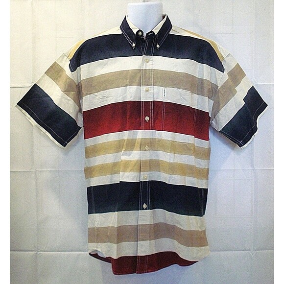Chaps Ralph Lauren Vintage Striped Button Front Shirt Mens Size L - Picture 1 of 5